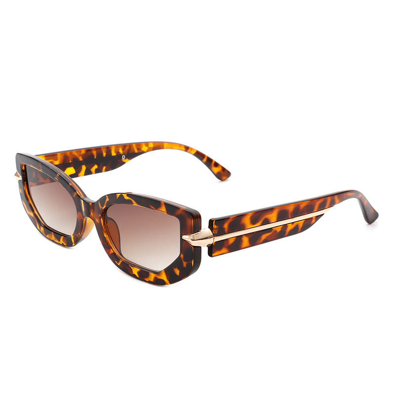Wholesale PC Small Frame Cat Eye Metal Bar Polygon Sunglasses